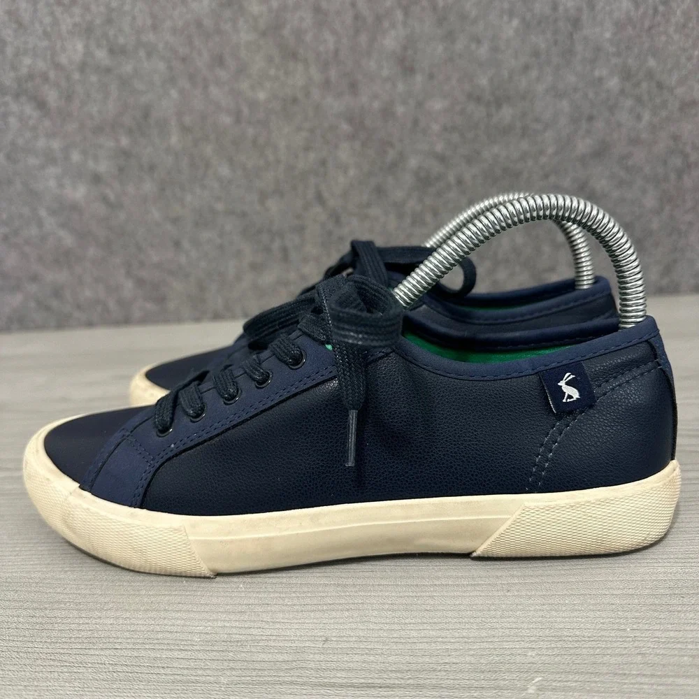 Joules‎ Coast Pump Navy Blue Faux Leather Lace Up Sneakers Women US 7